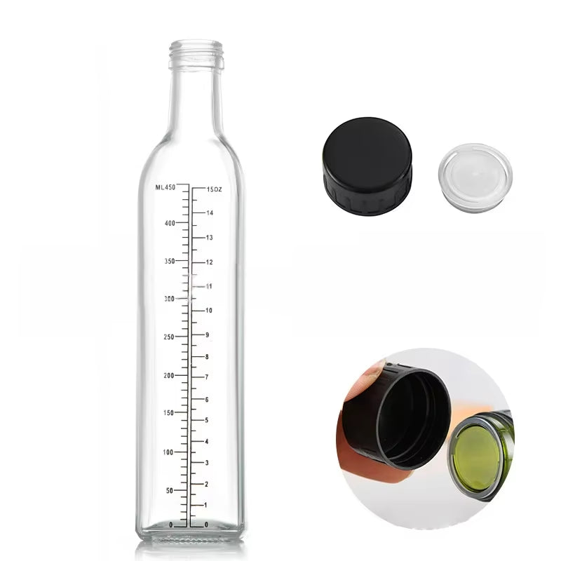 Olive Oil Dispenser Set 500Ml Vinegar Cruet Carafe Decanter Measure Glass Cooking Container Oil Dispenser Bottle with Pourer