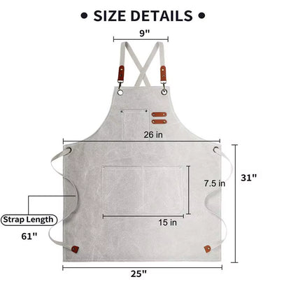 Kitchen Household Cooking Canvas Apron Oil-Proof Waterproof Can Wipe Hands Men Women Adult with Tool Pockets Fashion Coffee Over