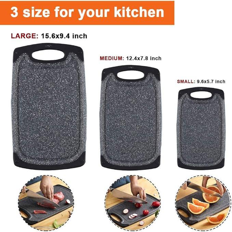Professional Kitchen Cutting Board Set (3 Pieces) - Dishwasher Safe with Juice Grooves and Carrying Handle