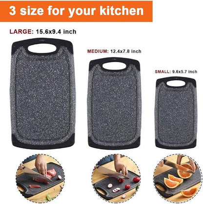 Professional Kitchen Cutting Board Set (3 Pieces) - Dishwasher Safe with Juice Grooves and Carrying Handle