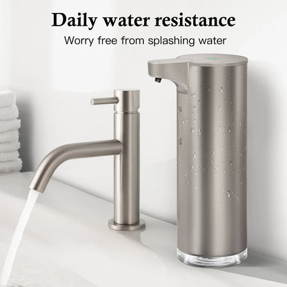 Soap Dispenser, Rechargeable Automatic Soap Dispenser Stainless Steel Touchless Foaming Soap Dispenser for Bathroom Auto Hand Soap Dispenser for Kitchen, Silver, Xmas Gift,9Oz