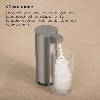 Soap Dispenser, Rechargeable Automatic Soap Dispenser Stainless Steel Touchless Foaming Soap Dispenser for Bathroom Auto Hand Soap Dispenser for Kitchen, Silver, Xmas Gift,9Oz