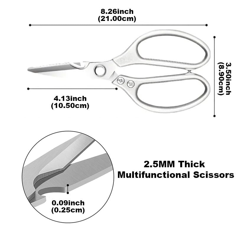 Professional Stainless Steel Chicken Bone Cutter - Multipurpose Kitchen Scissors with Aluminum Alloy Handle for Heavy-Duty Use