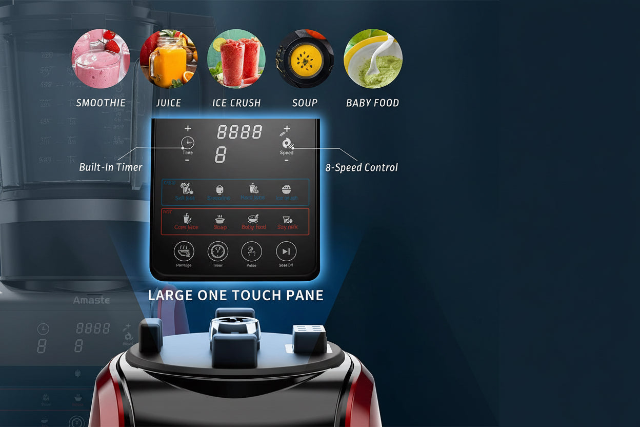 Blender, Blender for Kitchen, 1200W High Power Hot and Cold Blender with Timer, Glass Countertop Smoothie Blender 64 OZ for Crushing Ice, Frozen Dessert, Soup, Fish