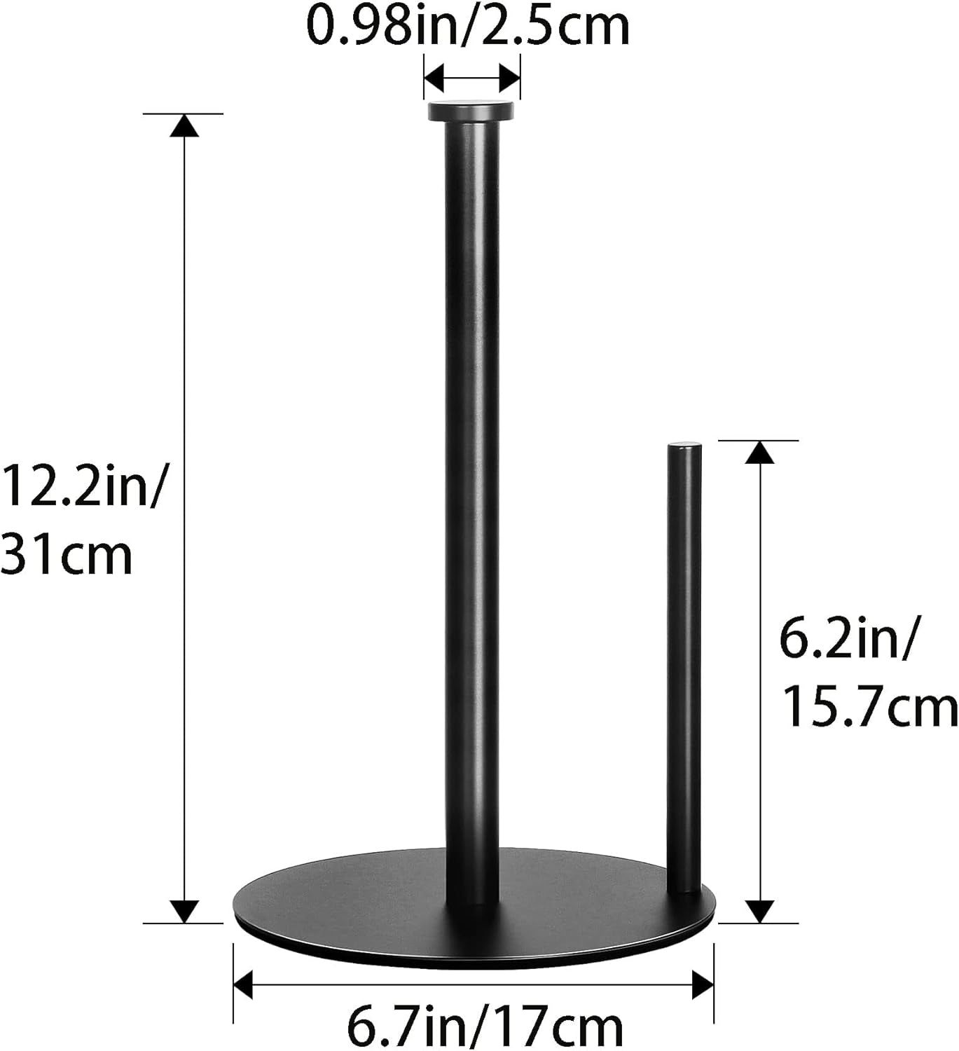 Paper Towel Holder Countertop, , Black Kitchen Paper Towel Holder Stand for Kitchen and Bathroom Organization, Stainless Steel Paper Towel Holders for Standard and Large Rolls (Matte Black)