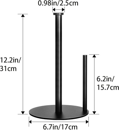 Paper Towel Holder Countertop, , Black Kitchen Paper Towel Holder Stand for Kitchen and Bathroom Organization, Stainless Steel Paper Towel Holders for Standard and Large Rolls (Matte Black)