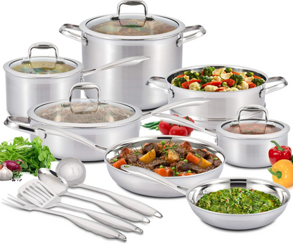 ProClad 15-Piece Stainless Steel Cookware Set