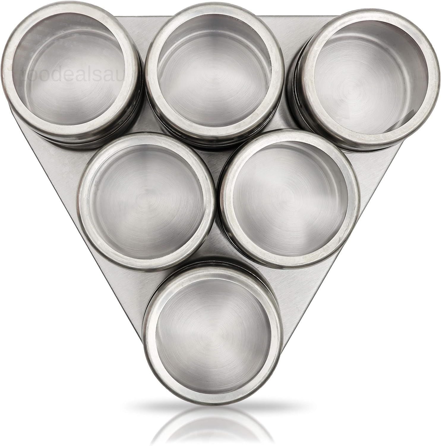 Magnetic Spice Rack - 6 Stainless Spice Jars for Seasoning - Magnetic Spice..