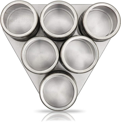 Magnetic Spice Rack - 6 Stainless Spice Jars for Seasoning - Magnetic Spice..