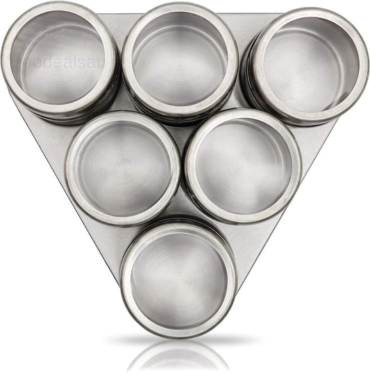 Magnetic Spice Rack - 6 Stainless Spice Jars for Seasoning - Magnetic Spice..