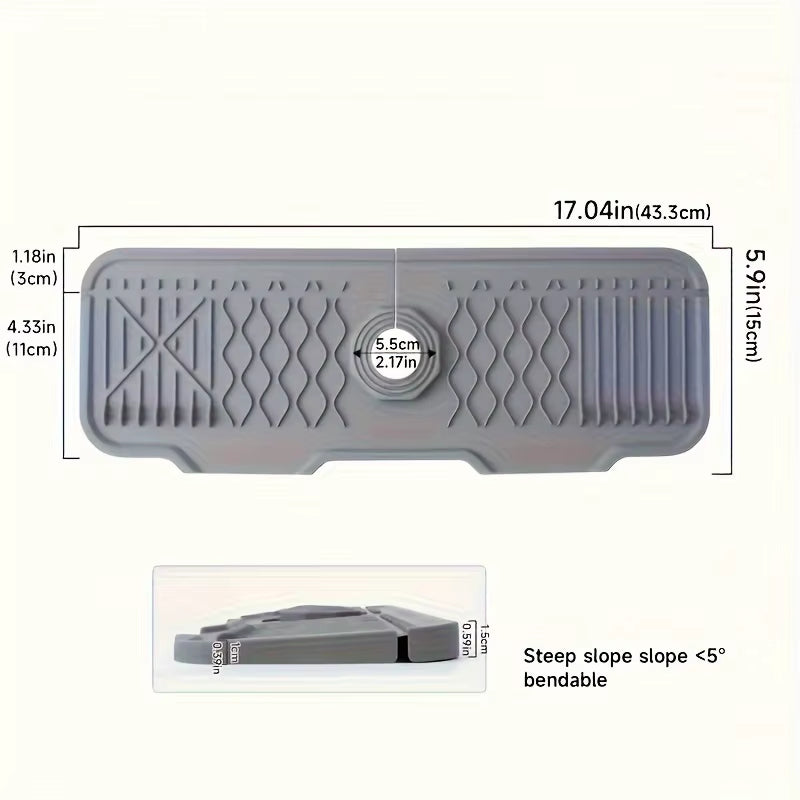 Silicone Faucet Splash Guard, Kitchen Sink Splash Guard Behind, Faucet Handle Drip Catcher Tray, Sink Splash Guard Mat Faucet