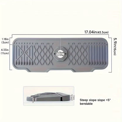 Silicone Faucet Splash Guard, Kitchen Sink Splash Guard Behind, Faucet Handle Drip Catcher Tray, Sink Splash Guard Mat Faucet