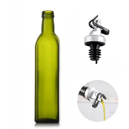 Olive Oil Dispenser Set 500Ml Vinegar Cruet Carafe Decanter Measure Glass Cooking Container Oil Dispenser Bottle with Pourer