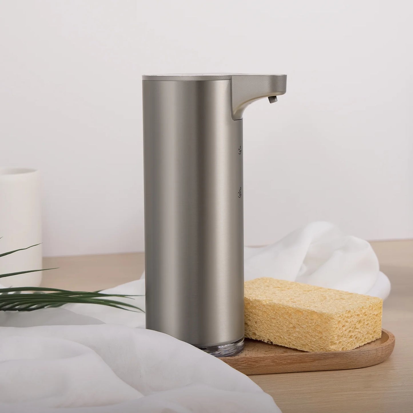 Soap Dispenser, Rechargeable Automatic Soap Dispenser Stainless Steel Touchless Foaming Soap Dispenser for Bathroom Auto Hand Soap Dispenser for Kitchen, Silver, Xmas Gift,9Oz