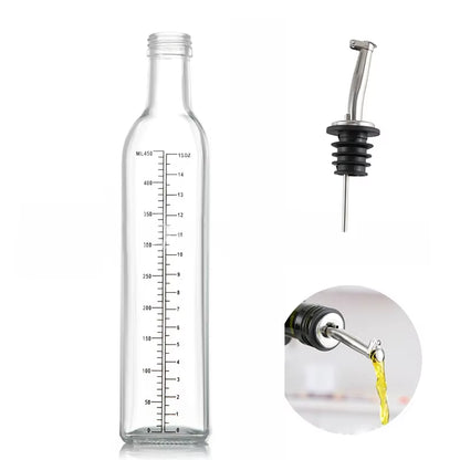 Olive Oil Dispenser Set 500Ml Vinegar Cruet Carafe Decanter Measure Glass Cooking Container Oil Dispenser Bottle with Pourer