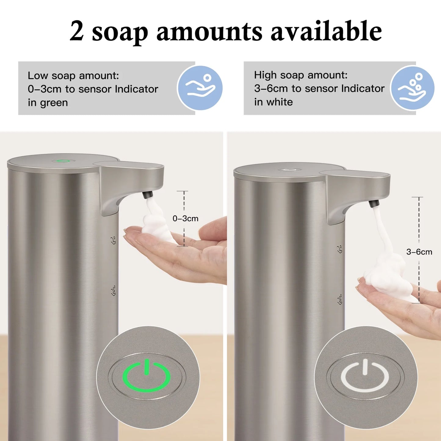 Soap Dispenser, Rechargeable Automatic Soap Dispenser Stainless Steel Touchless Foaming Soap Dispenser for Bathroom Auto Hand Soap Dispenser for Kitchen, Silver, Xmas Gift,9Oz