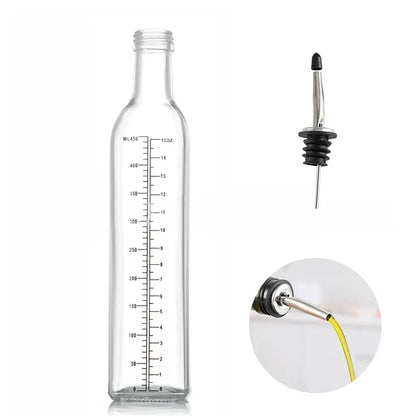 Olive Oil Dispenser Set 500Ml Vinegar Cruet Carafe Decanter Measure Glass Cooking Container Oil Dispenser Bottle with Pourer