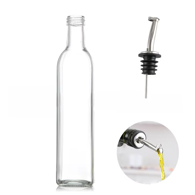 Olive Oil Dispenser Set 500Ml Vinegar Cruet Carafe Decanter Measure Glass Cooking Container Oil Dispenser Bottle with Pourer
