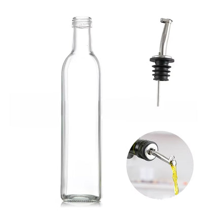 Olive Oil Dispenser Set 500Ml Vinegar Cruet Carafe Decanter Measure Glass Cooking Container Oil Dispenser Bottle with Pourer
