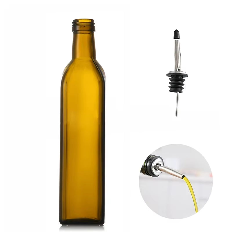 Olive Oil Dispenser Set 500Ml Vinegar Cruet Carafe Decanter Measure Glass Cooking Container Oil Dispenser Bottle with Pourer
