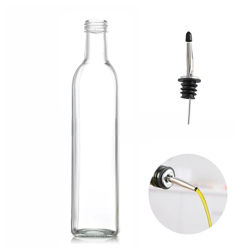 Olive Oil Dispenser Set 500Ml Vinegar Cruet Carafe Decanter Measure Glass Cooking Container Oil Dispenser Bottle with Pourer