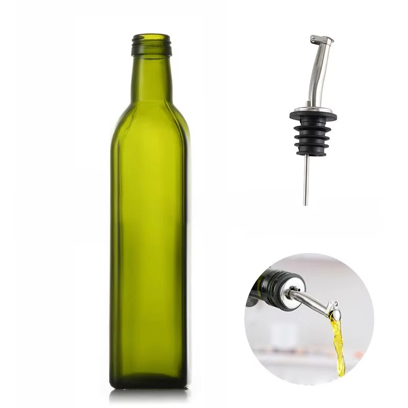 Olive Oil Dispenser Set 500Ml Vinegar Cruet Carafe Decanter Measure Glass Cooking Container Oil Dispenser Bottle with Pourer