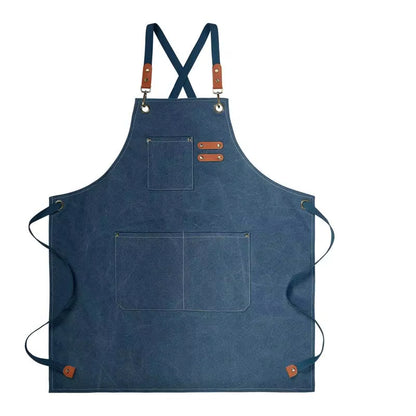 Kitchen Household Cooking Canvas Apron Oil-Proof Waterproof Can Wipe Hands Men Women Adult with Tool Pockets Fashion Coffee Over