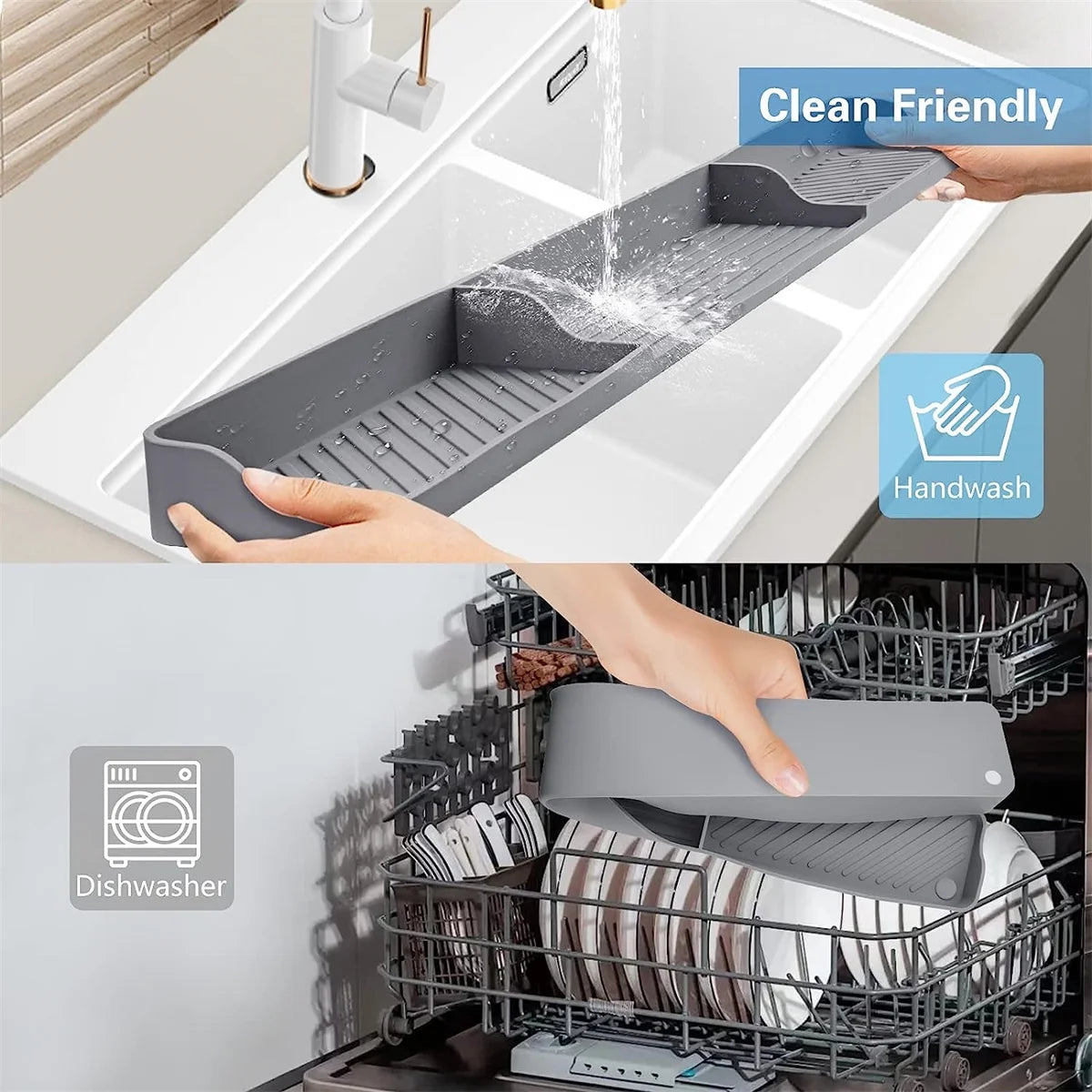 Casewin Silicone Magnetic Stove Top Shelf, 30" Length Spice Rack Organizer over the Stove, Heat Insulated Spice Shelf - Zero Installation, Baffles All Around, Non-Slip Kitchen Gadgets (Grey)