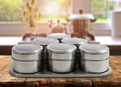 Magnetic Spice Rack - 6 Stainless Spice Jars for Seasoning - Magnetic Spice..