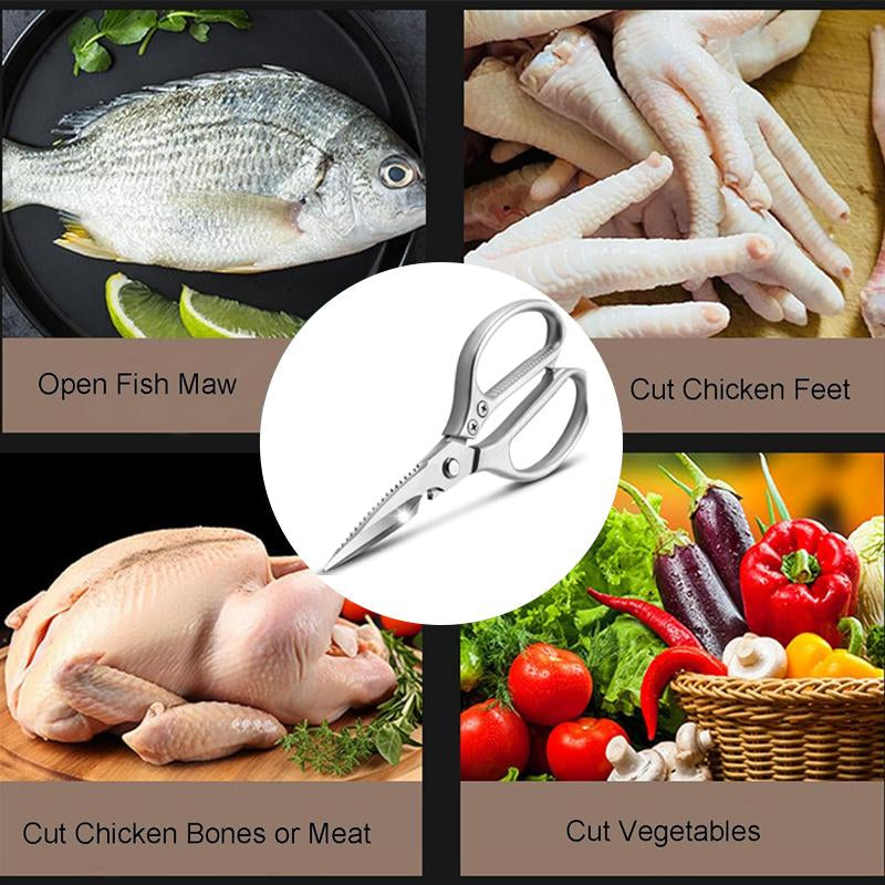 Professional Stainless Steel Chicken Bone Cutter - Multipurpose Kitchen Scissors with Aluminum Alloy Handle for Heavy-Duty Use