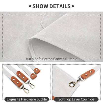 Kitchen Household Cooking Canvas Apron Oil-Proof Waterproof Can Wipe Hands Men Women Adult with Tool Pockets Fashion Coffee Over