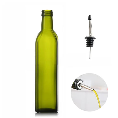 Olive Oil Dispenser Set 500Ml Vinegar Cruet Carafe Decanter Measure Glass Cooking Container Oil Dispenser Bottle with Pourer