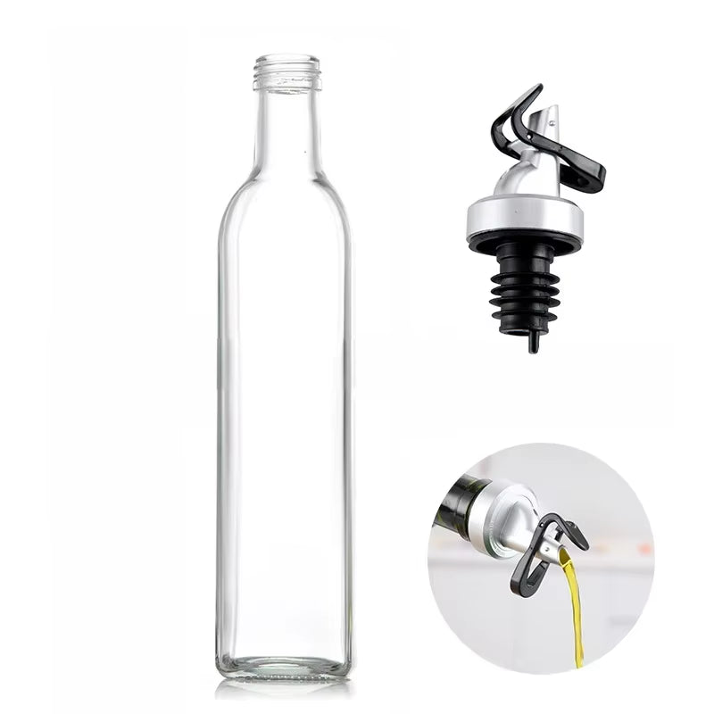 Olive Oil Dispenser Set 500Ml Vinegar Cruet Carafe Decanter Measure Glass Cooking Container Oil Dispenser Bottle with Pourer