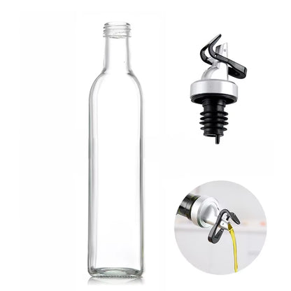 Olive Oil Dispenser Set 500Ml Vinegar Cruet Carafe Decanter Measure Glass Cooking Container Oil Dispenser Bottle with Pourer