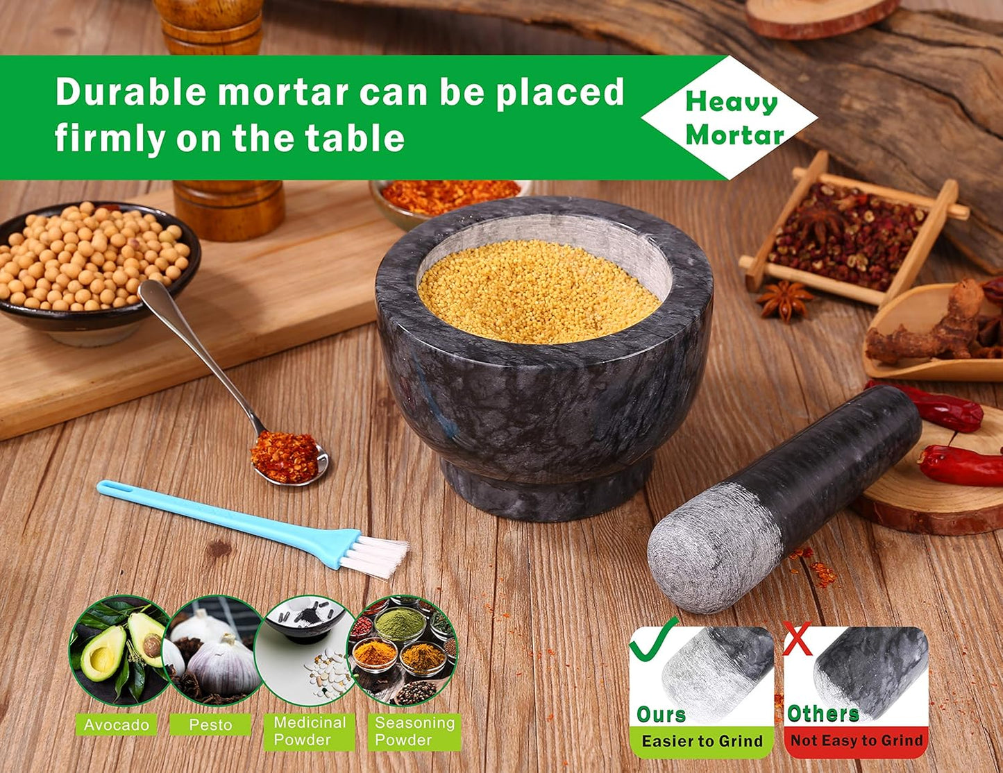 Polished Marble Mortar and Pestle Set