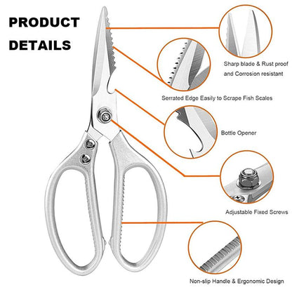 Professional Stainless Steel Chicken Bone Cutter - Multipurpose Kitchen Scissors with Aluminum Alloy Handle for Heavy-Duty Use