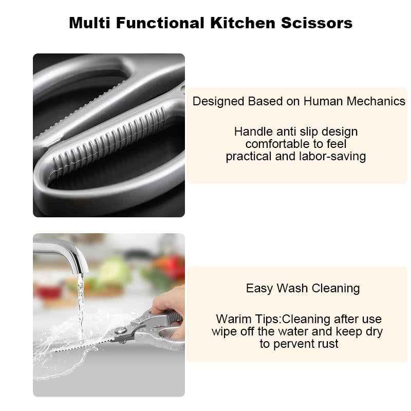 Professional Stainless Steel Chicken Bone Cutter - Multipurpose Kitchen Scissors with Aluminum Alloy Handle for Heavy-Duty Use