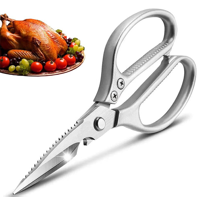 Professional Stainless Steel Chicken Bone Cutter - Multipurpose Kitchen Scissors with Aluminum Alloy Handle for Heavy-Duty Use