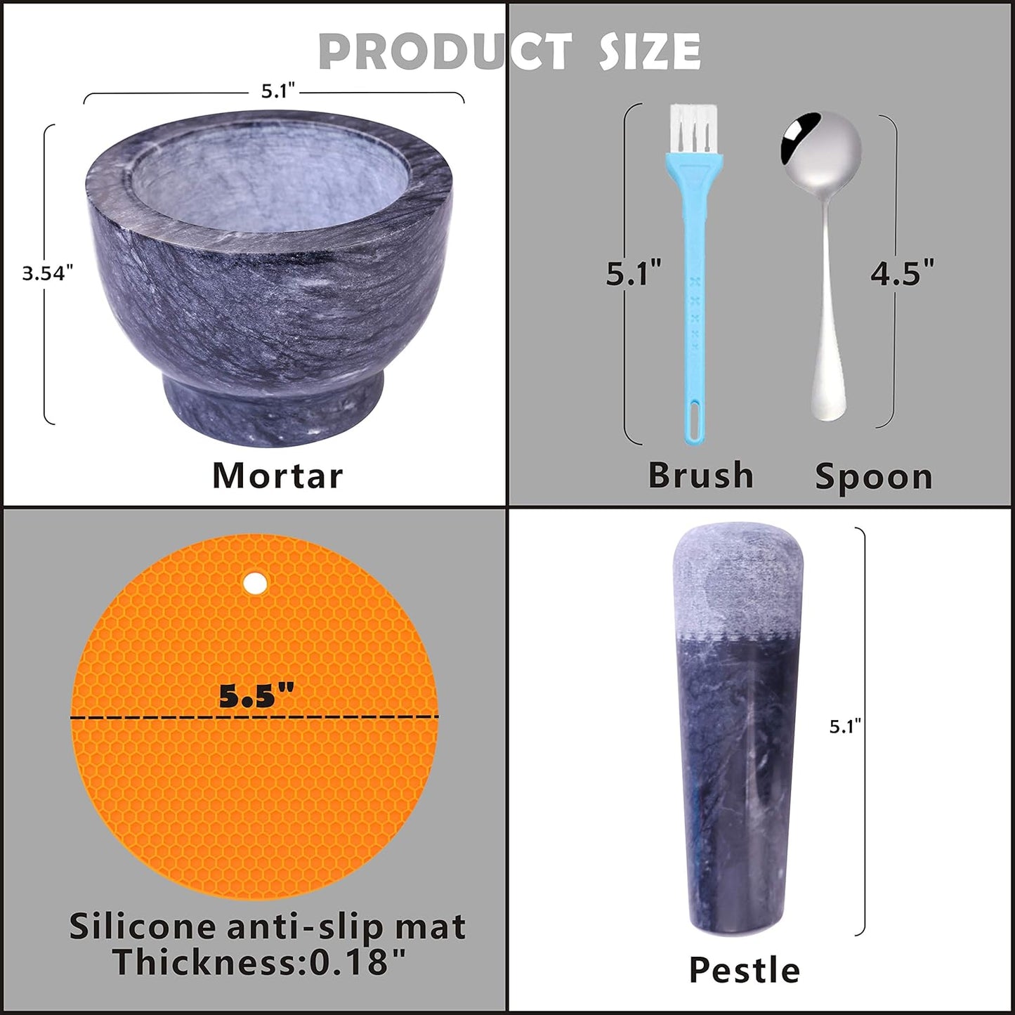 Polished Marble Mortar and Pestle Set