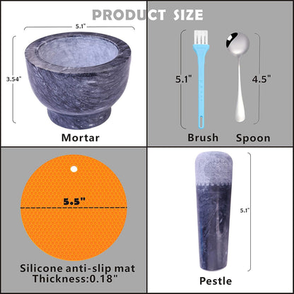 Polished Marble Mortar and Pestle Set