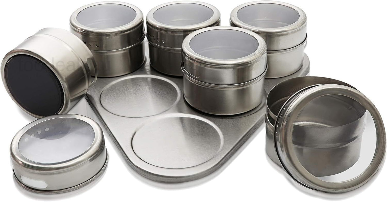 Magnetic Spice Rack - 6 Stainless Spice Jars for Seasoning - Magnetic Spice..