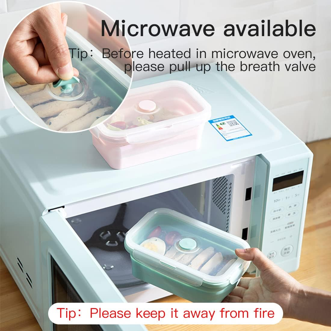 Collapsible Silicone Lunch Bento Box, Portable Food Storage Container Outdoor Picnic Box Space Saving, Microwave, Dishwasher and Freezer Safe, 3 Pcs Set (Grey)