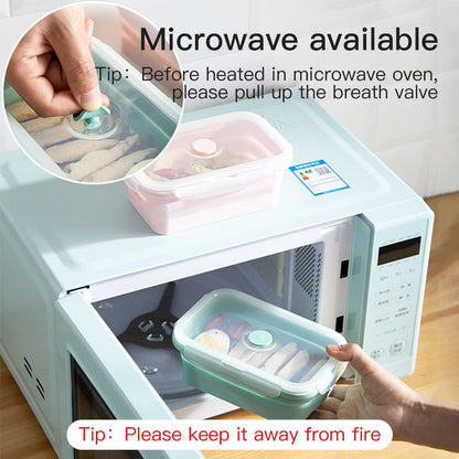 Collapsible Silicone Lunch Bento Box, Portable Food Storage Container Outdoor Picnic Box Space Saving, Microwave, Dishwasher and Freezer Safe, 3 Pcs Set (Grey)